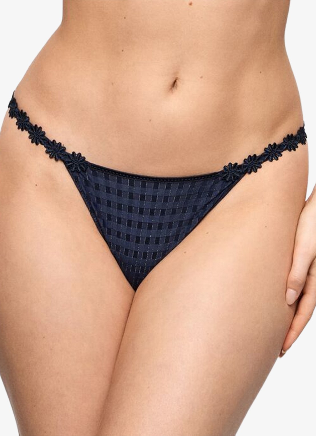 Marie Jo Avero string met ruitdessin - detail donkerblauw
