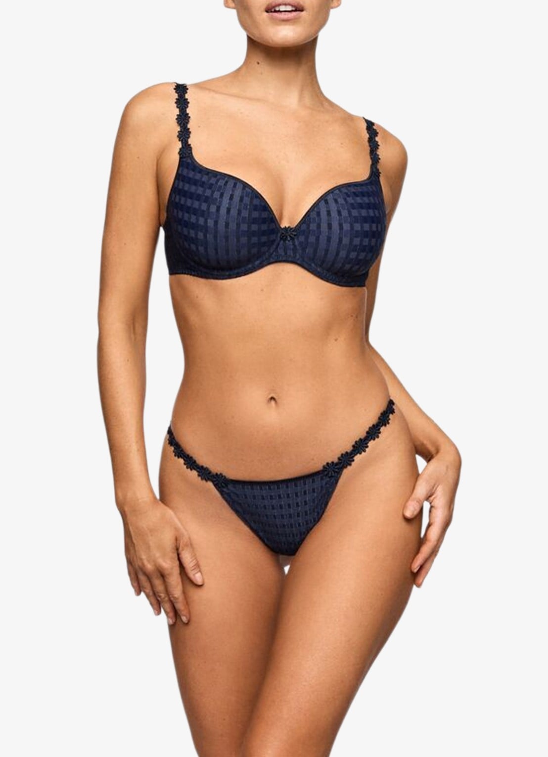 Marie Jo Avero voorgevormde beugel bh met bloemborduring - voorkant 6 donkerblauw