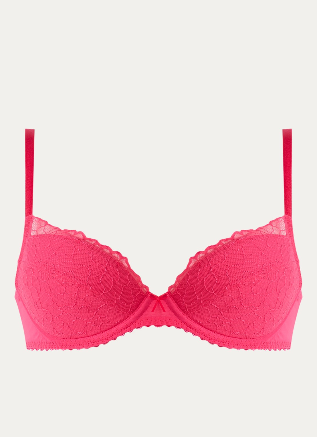 Marie Jo Azelie push-up bh met uitneembare vulling en overlay van kant - voorkant koraalrood