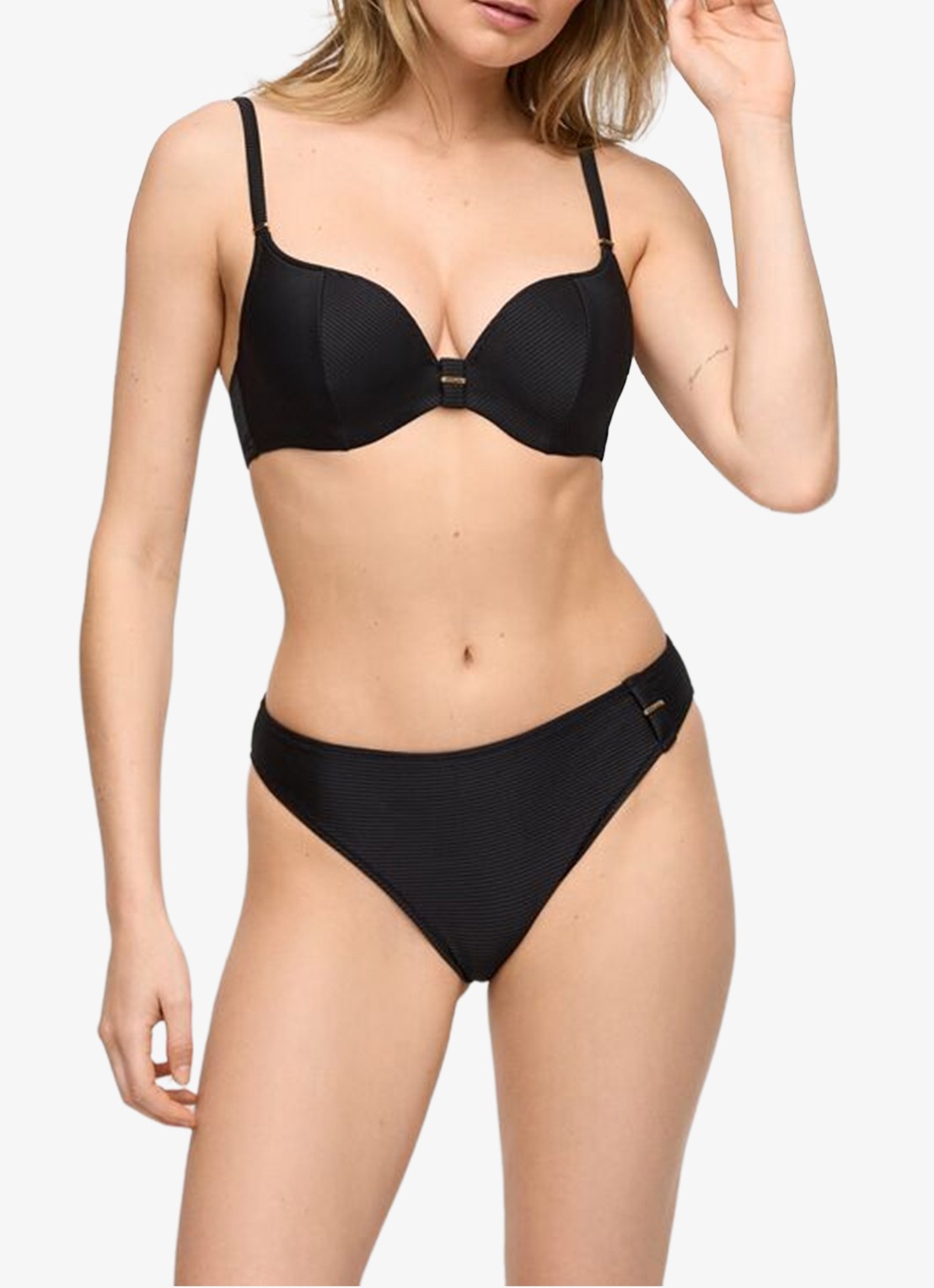 Marie Jo Cassie bikinislip met structuur - voorkant 2 zwart
