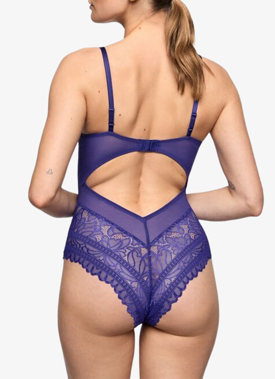 Marie Jo Cerina body van mesh en kant - achterkant 3 blauw