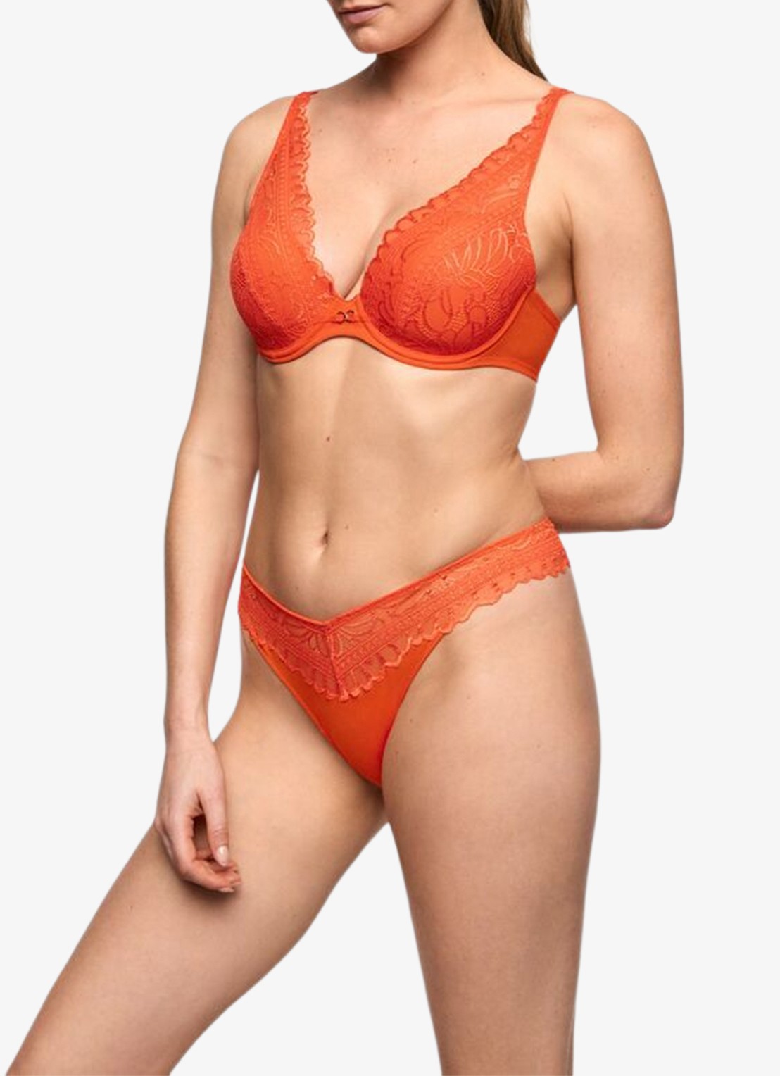 Marie Jo Cerina string met kant - voorkant 2 oranje