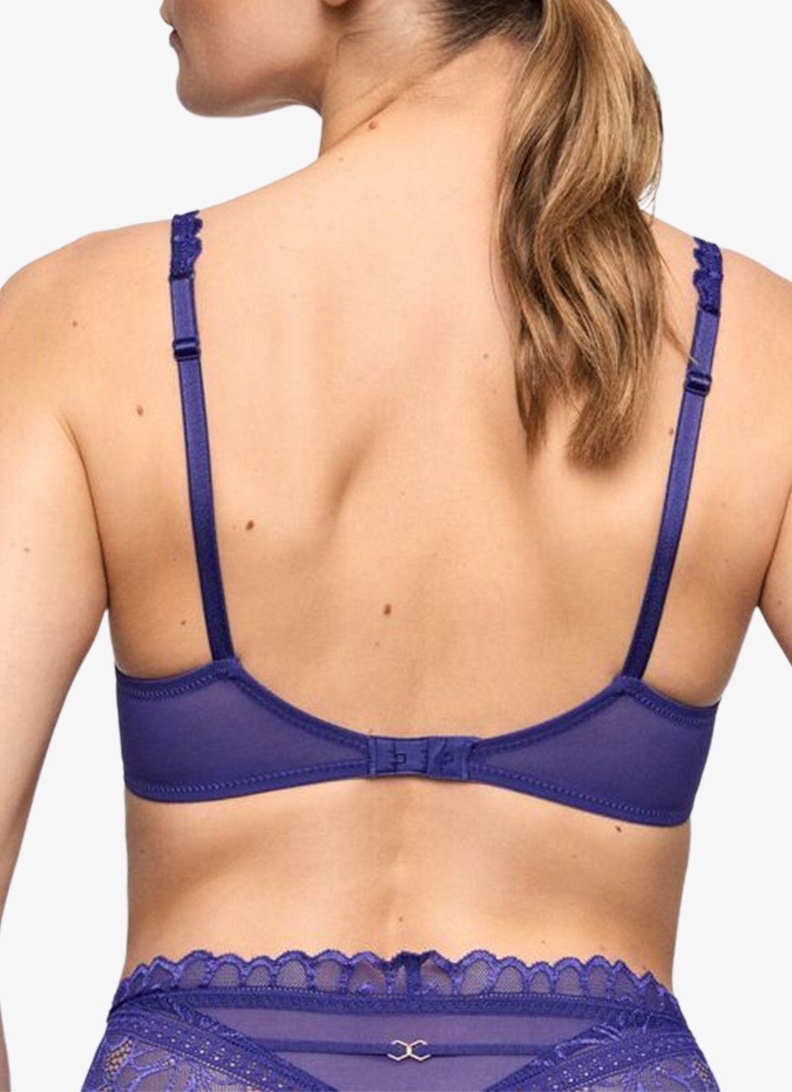 Marie Jo Cerina voorgevormde plunge bh met overlay van kant - achterkant 3 donkerblauw