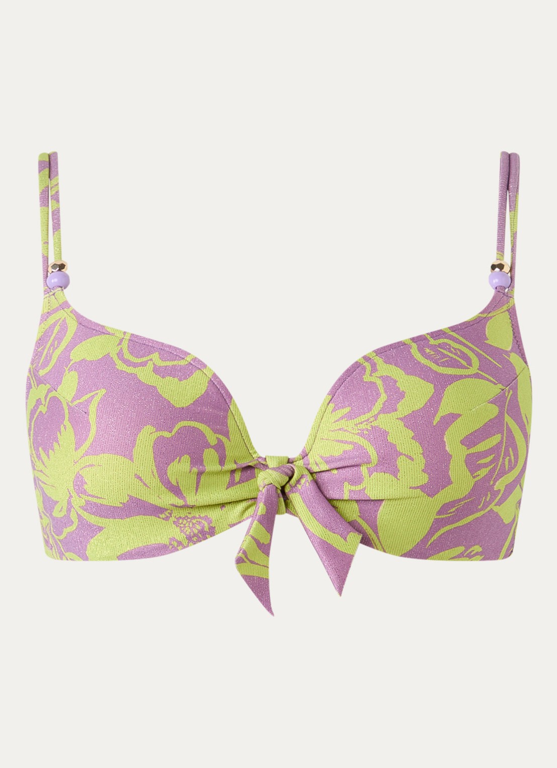 Marie Jo Chalia voorgevormde bikinitop met lurex en bloemenprint - voorkant 3 lila