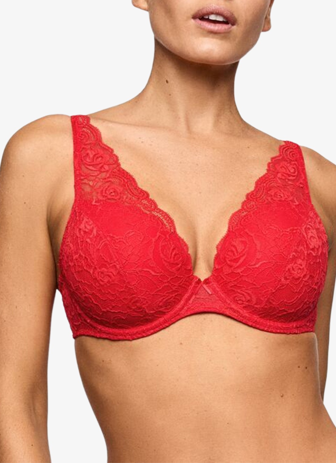 Marie Jo Cyrile voorgevormde plunge bh met overlay van kant - detail 4 rood