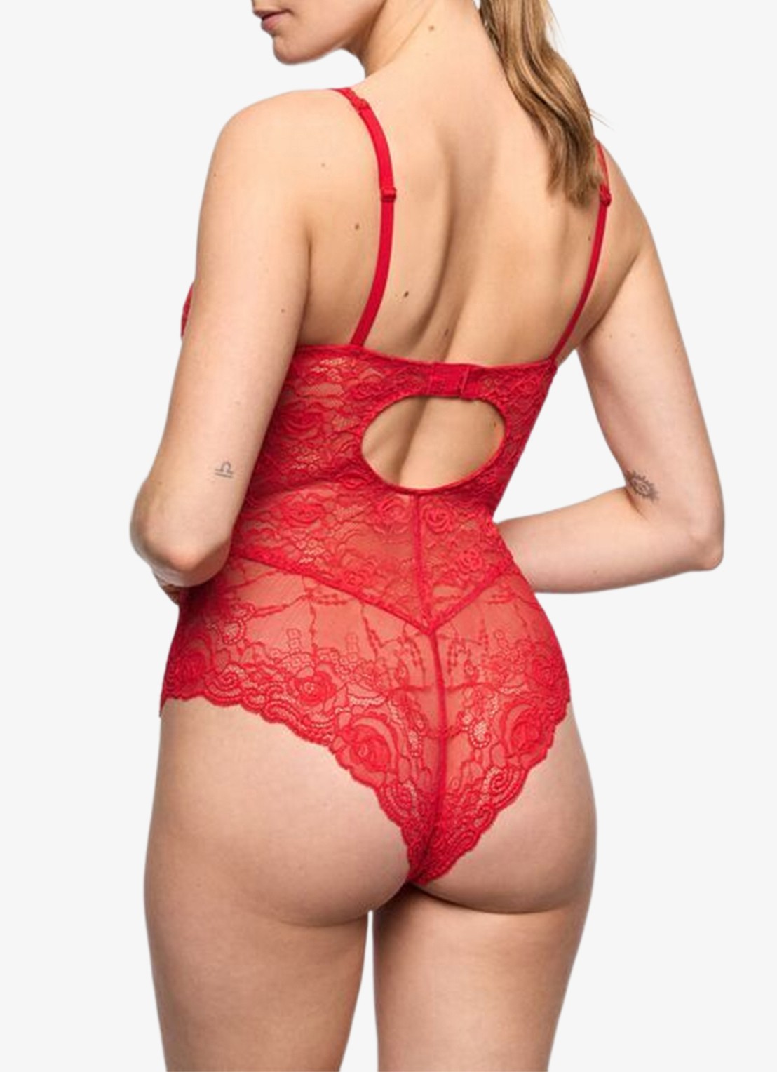 Marie Jo Cyrile voorgevormde plunge body van kant - achterkant 3 rood