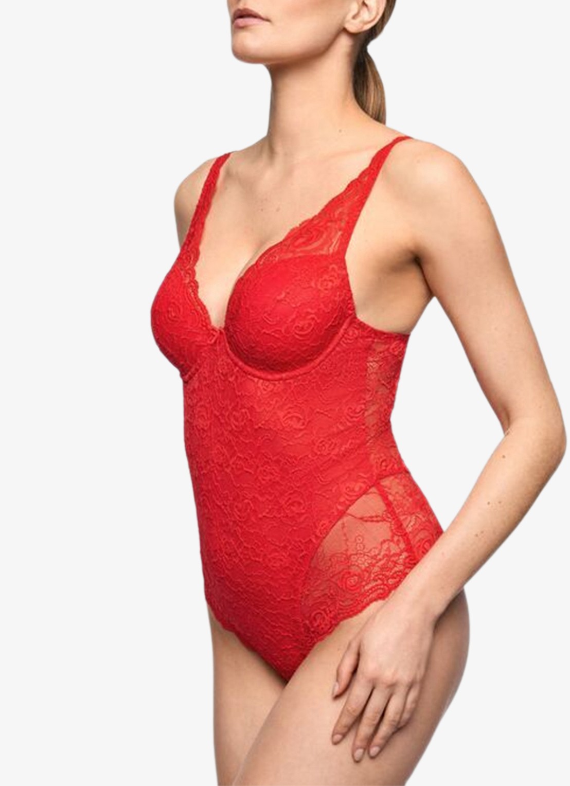 Marie Jo Cyrile voorgevormde plunge body van kant - detail 5 rood