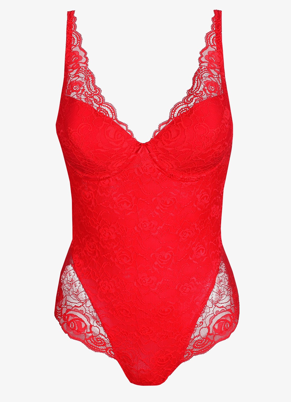 Marie Jo Cyrile voorgevormde plunge body van kant - voorkant rood