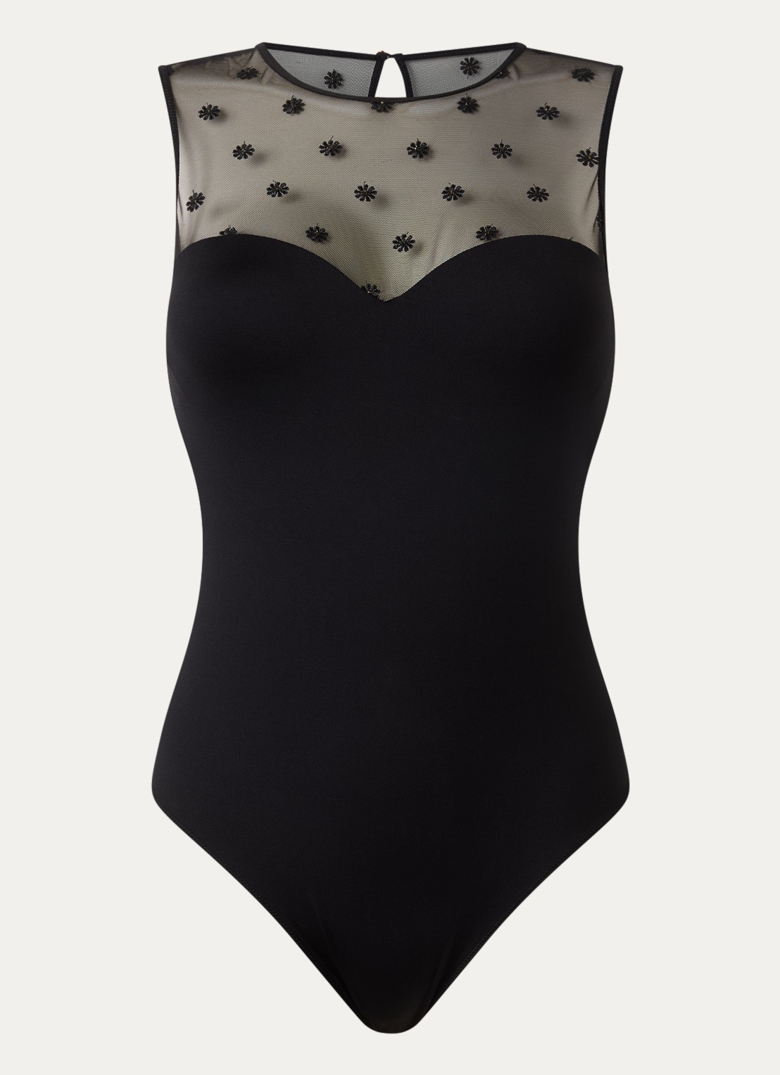 Marie Jo Daisy naadloze body met mesh - voorkant 2 zwart