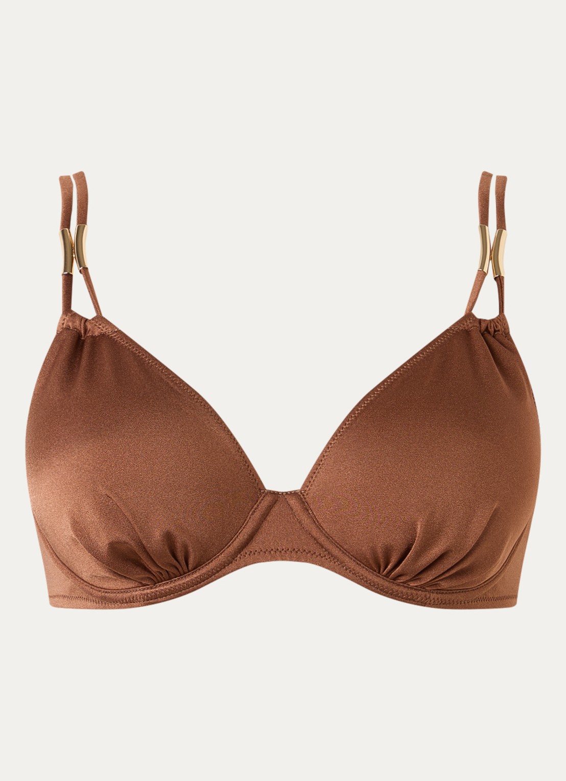 Marie Jo Hello Sunset voorgevormde bikinitop met glanzende finish - voorkant 4 cognac