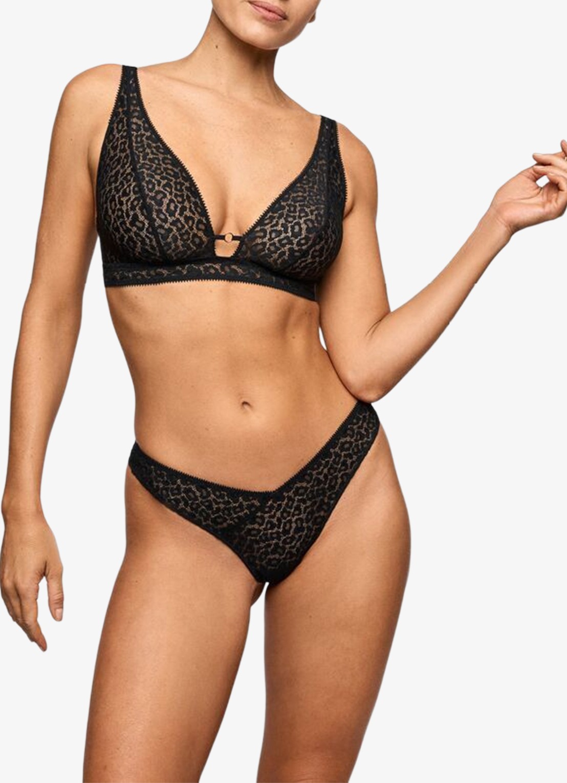 Marie Jo Juliane bralette met panterprint - voorkant 2 zwart