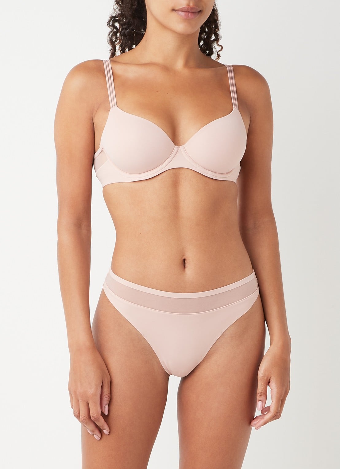Marie Jo Louie naadloze tanga met mesh - voorkant 3 oudroze