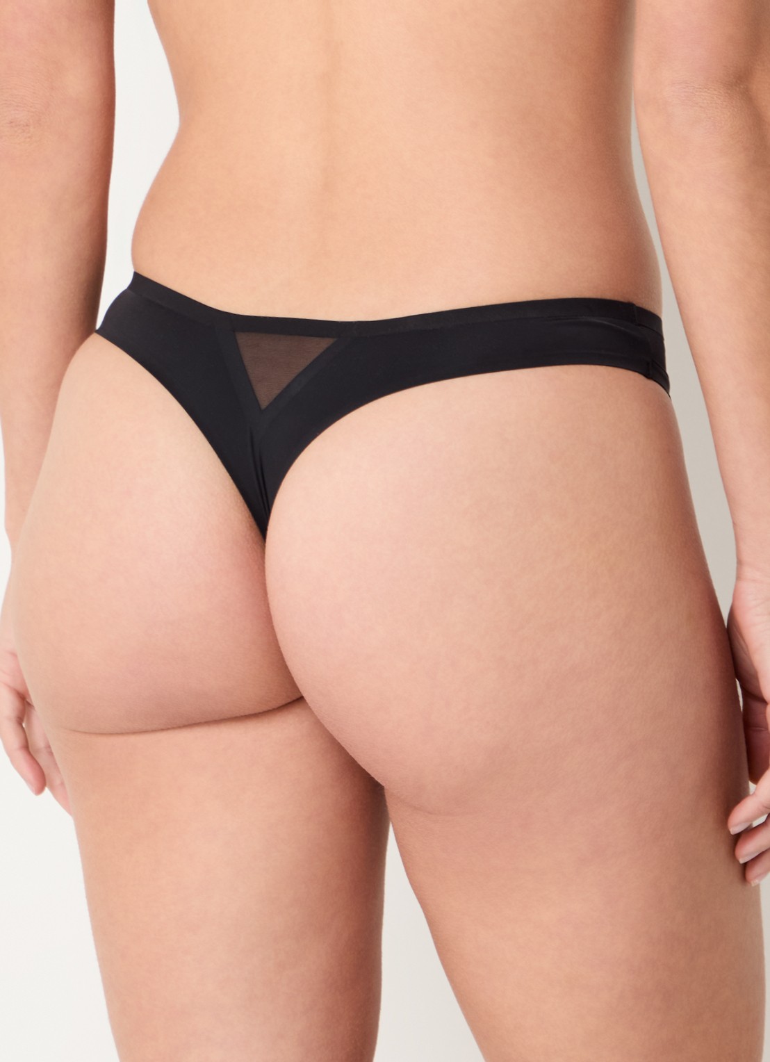 Marie Jo Louie naadloze tanga met mesh - achterkant 5 zwart