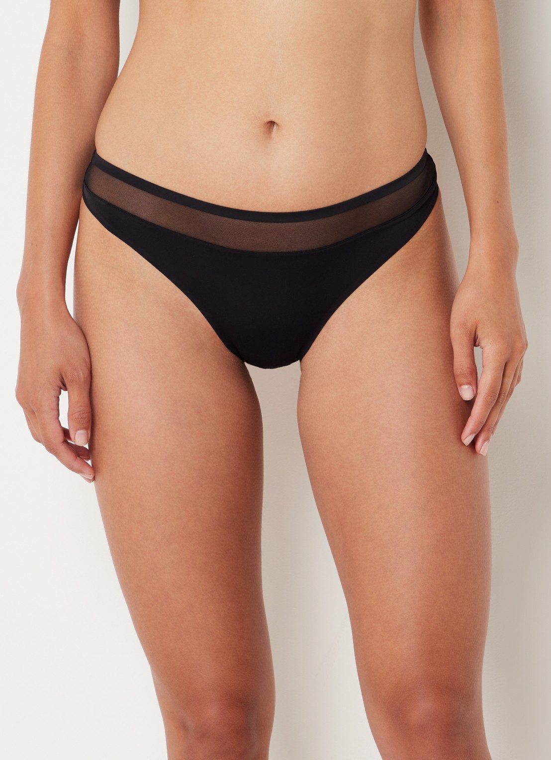 Marie Jo Louie naadloze tanga met mesh - detail 8 zwart