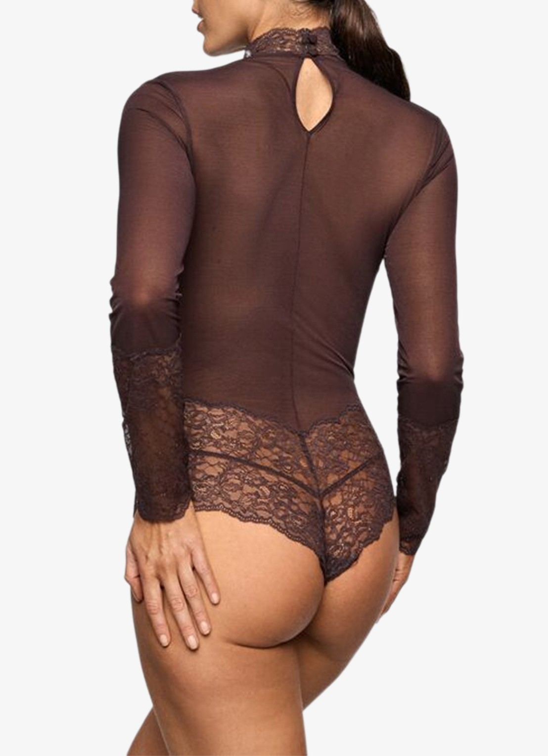 Marie Jo Musea body van mesh met kant - achterkant 5 donkerbruin