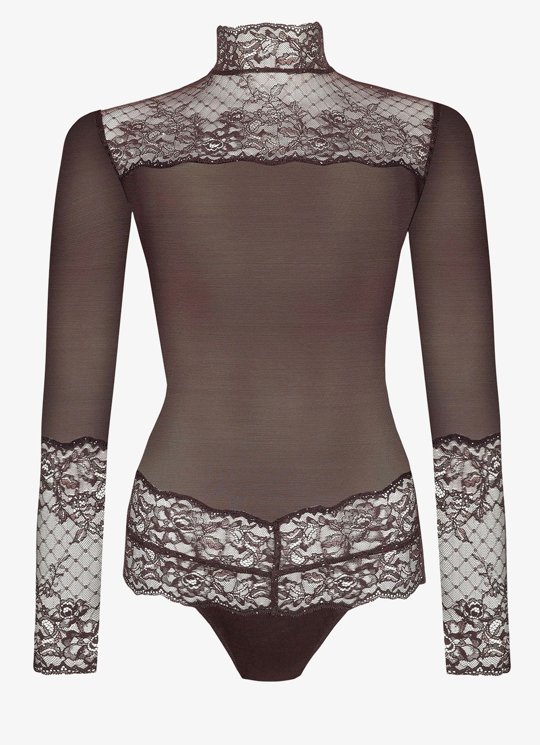 Marie Jo Musea body van mesh met kant - voorkant donkerbruin