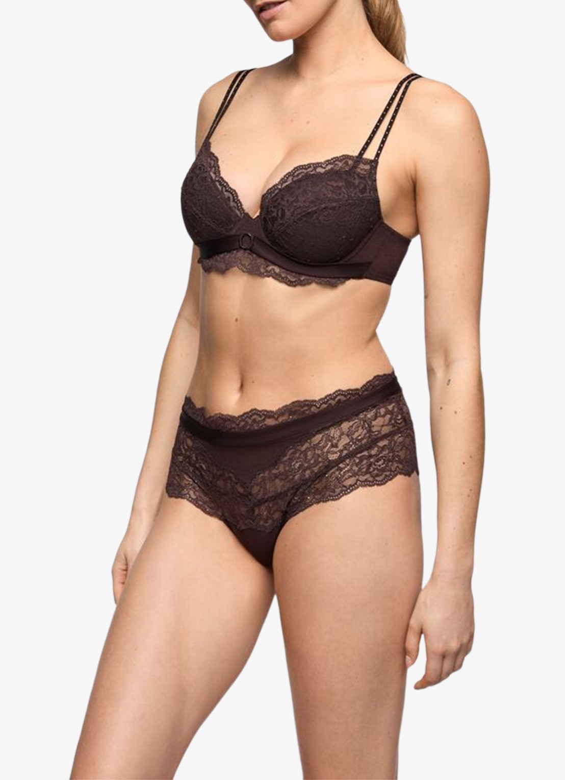 Marie Jo Musea shorty met pailletten - voorkant 2 donkerbruin