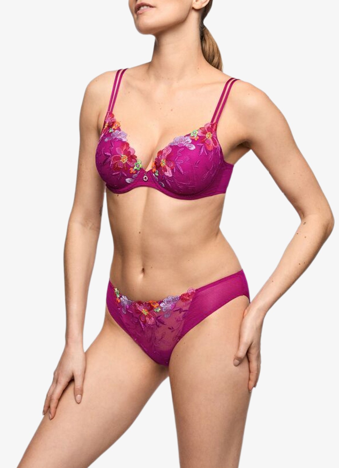 Marie Jo Odilly slip met mesh en kant - voorkant 2 paars