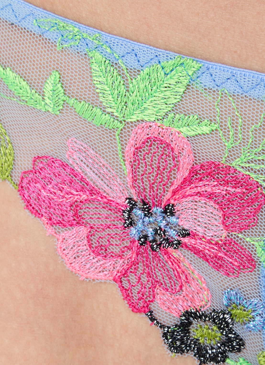 Marie Jo Odilly string van mesh en kant - detail 4 blauw