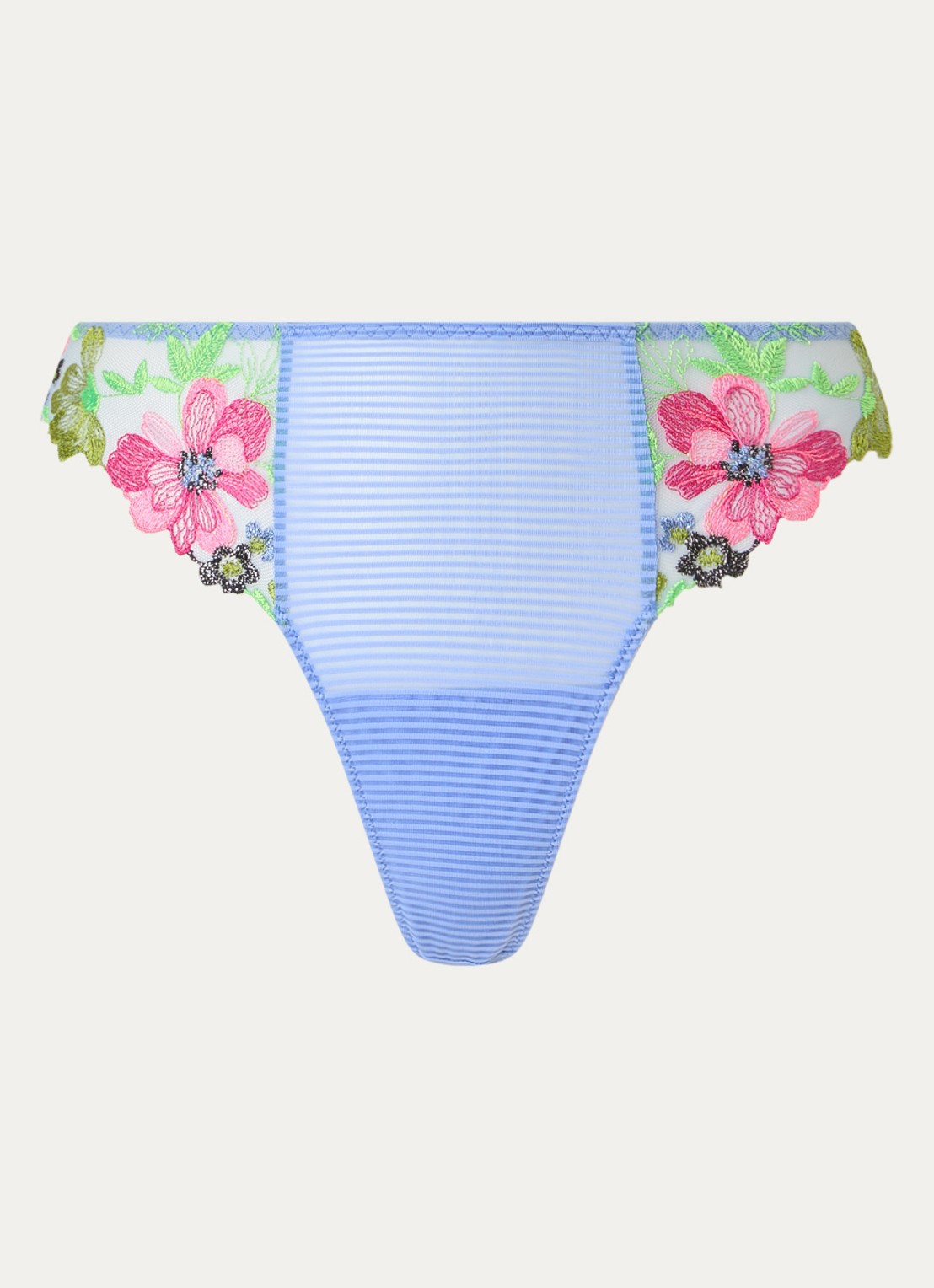 Marie Jo Odilly string van mesh en kant - voorkant blauw