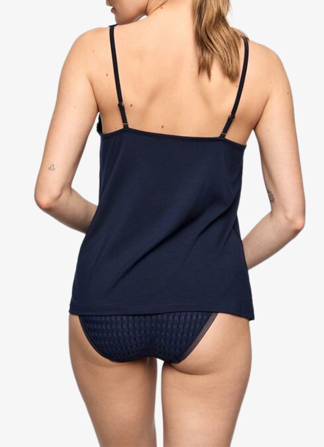 Marie Jo Pyjamatop met bloemborduring - achterkant 2 donkerblauw