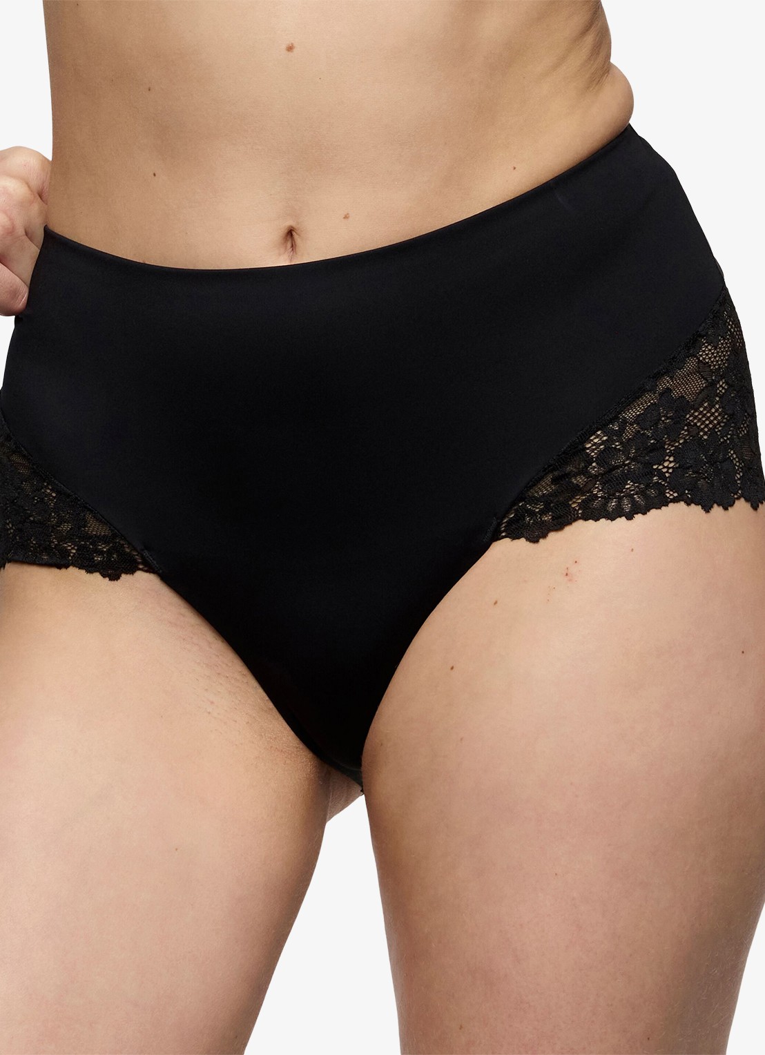 Marie Jo Soft Studio high waisted slip met kant - detail zwart