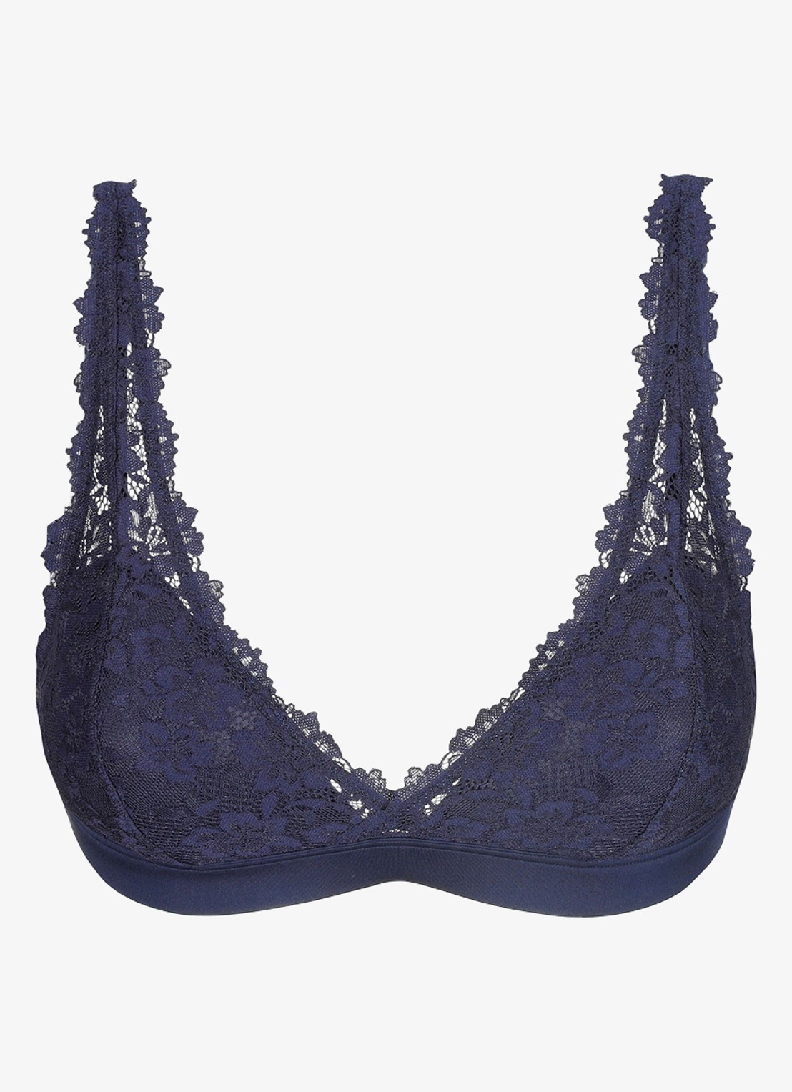 Marie Jo Soft Studio voorgevormde bralette met overlay van kant - voorkant donkerblauw