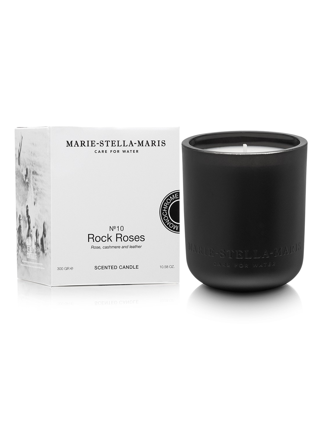 Marie-Stella-Maris Candle Rock Roses navulbare geurkaars 300 gram - voorkant 2 zwart