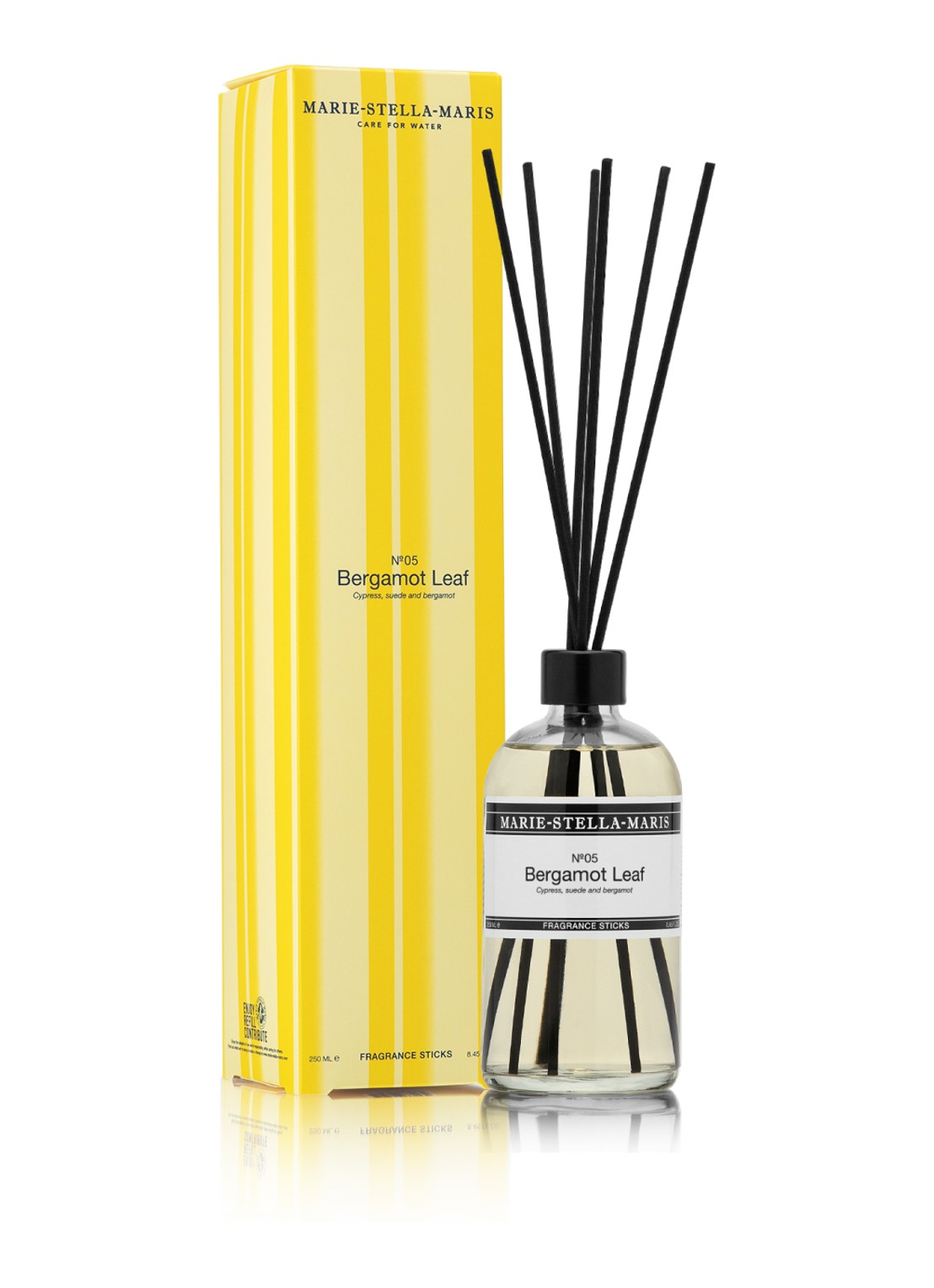 Marie-Stella-Maris No.05 Bergamot Leaf geurstokjes 250 ml - voorkant 3 transparant