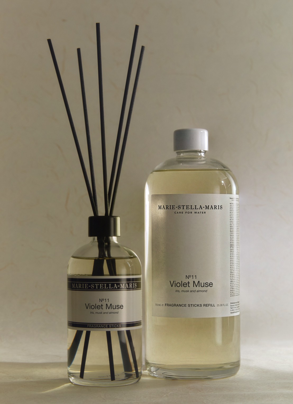 Marie-Stella-Maris No. 11 Violet Muse Fragrance Sticks - geurstokjes navulling 750 ml - voorkant 3 transparant
