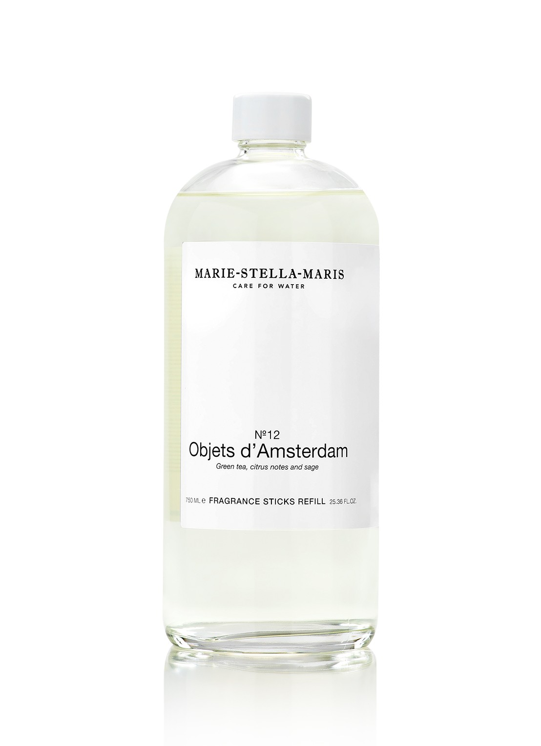 Marie-Stella-Maris  No. 12 Objets d'Amsterdam Fragrance Sticks - geurstokjes navulling 750 ml - voorkant transparant