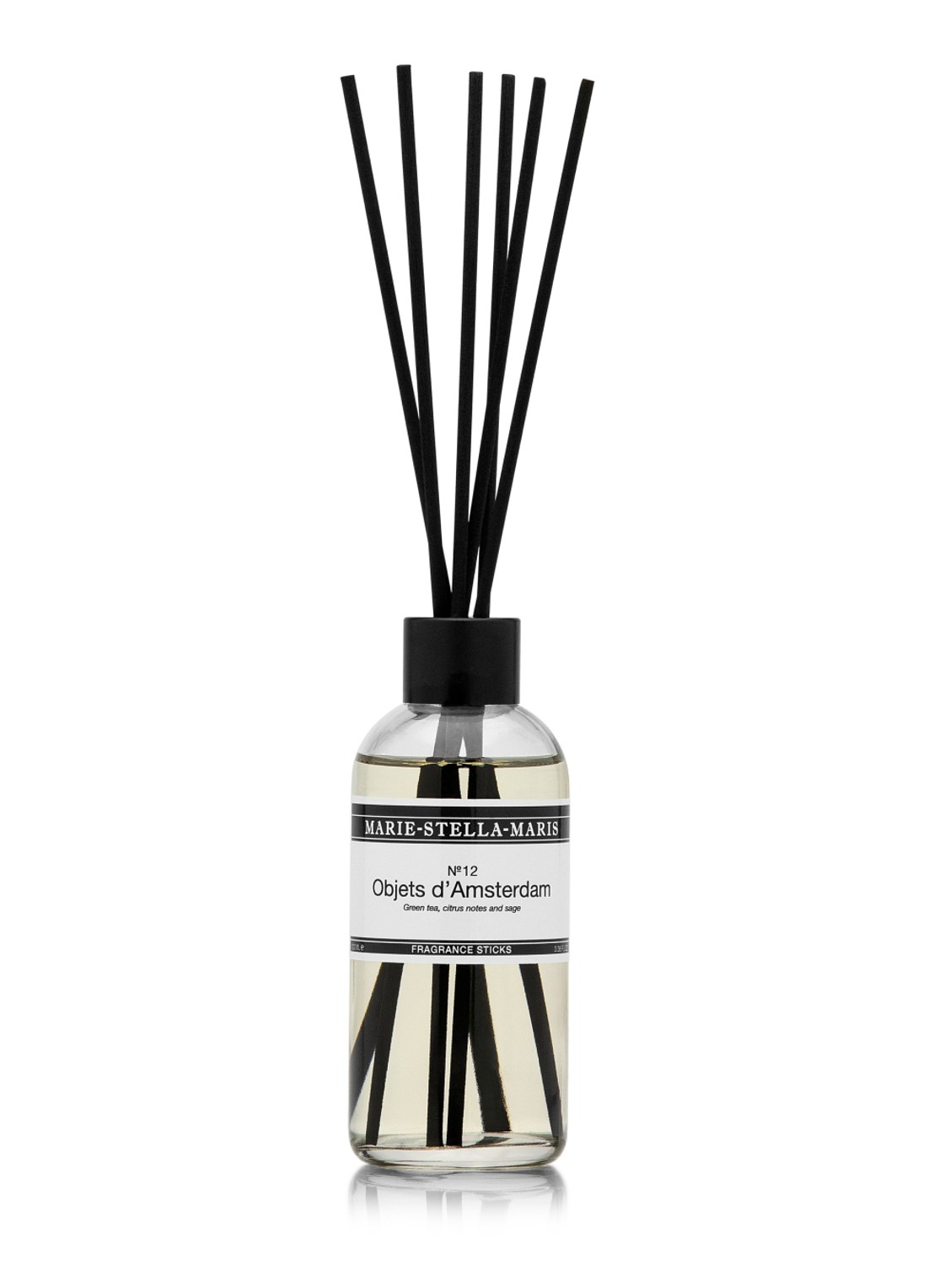 Marie-Stella-Maris No.12 Objets d'Amsterdam geurstokjes 100 ml - voorkant transparant