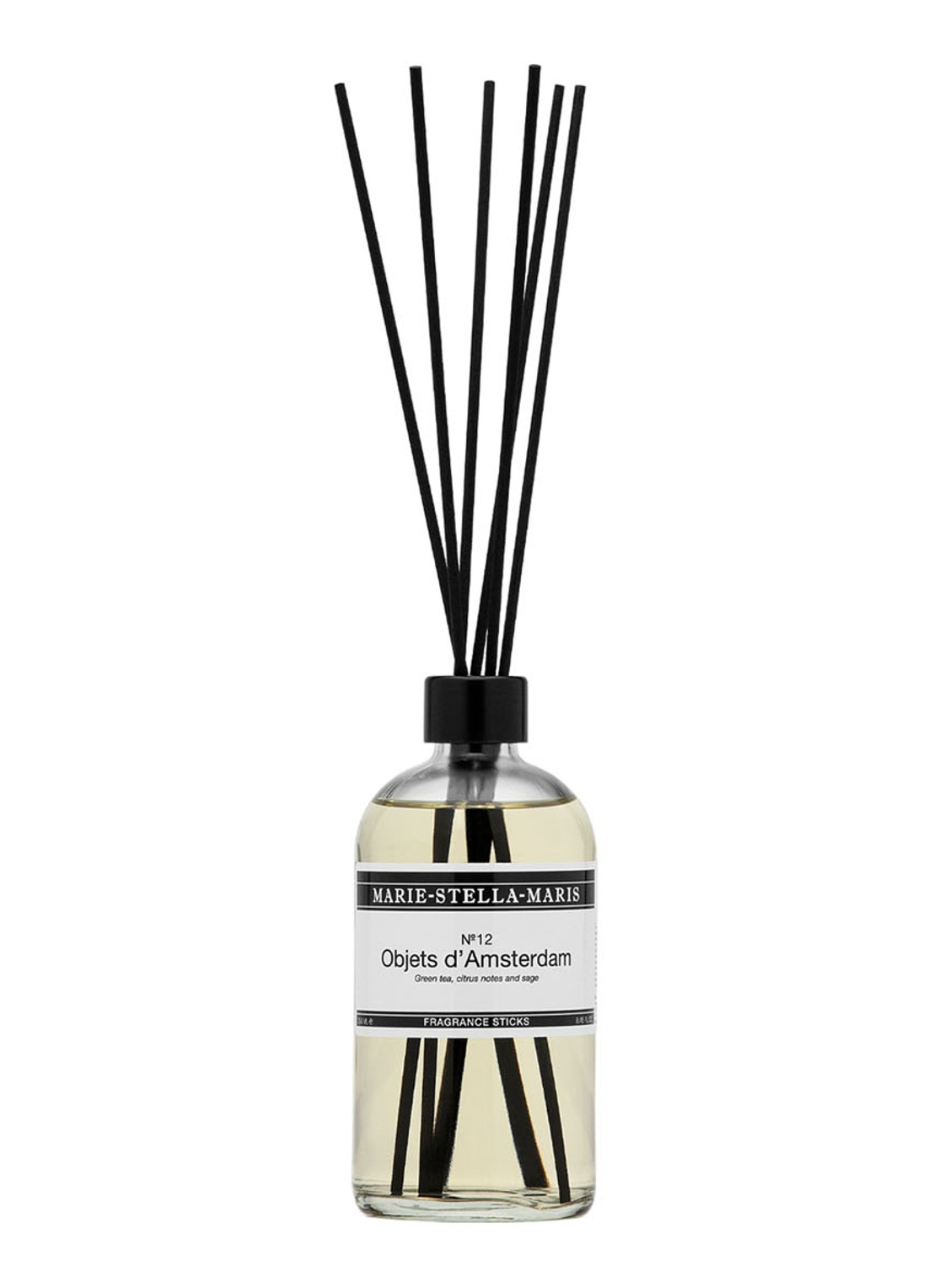 Marie-Stella-Maris No.12 Objets d'Amsterdam geurstokjes 250 ml - voorkant 2 transparant