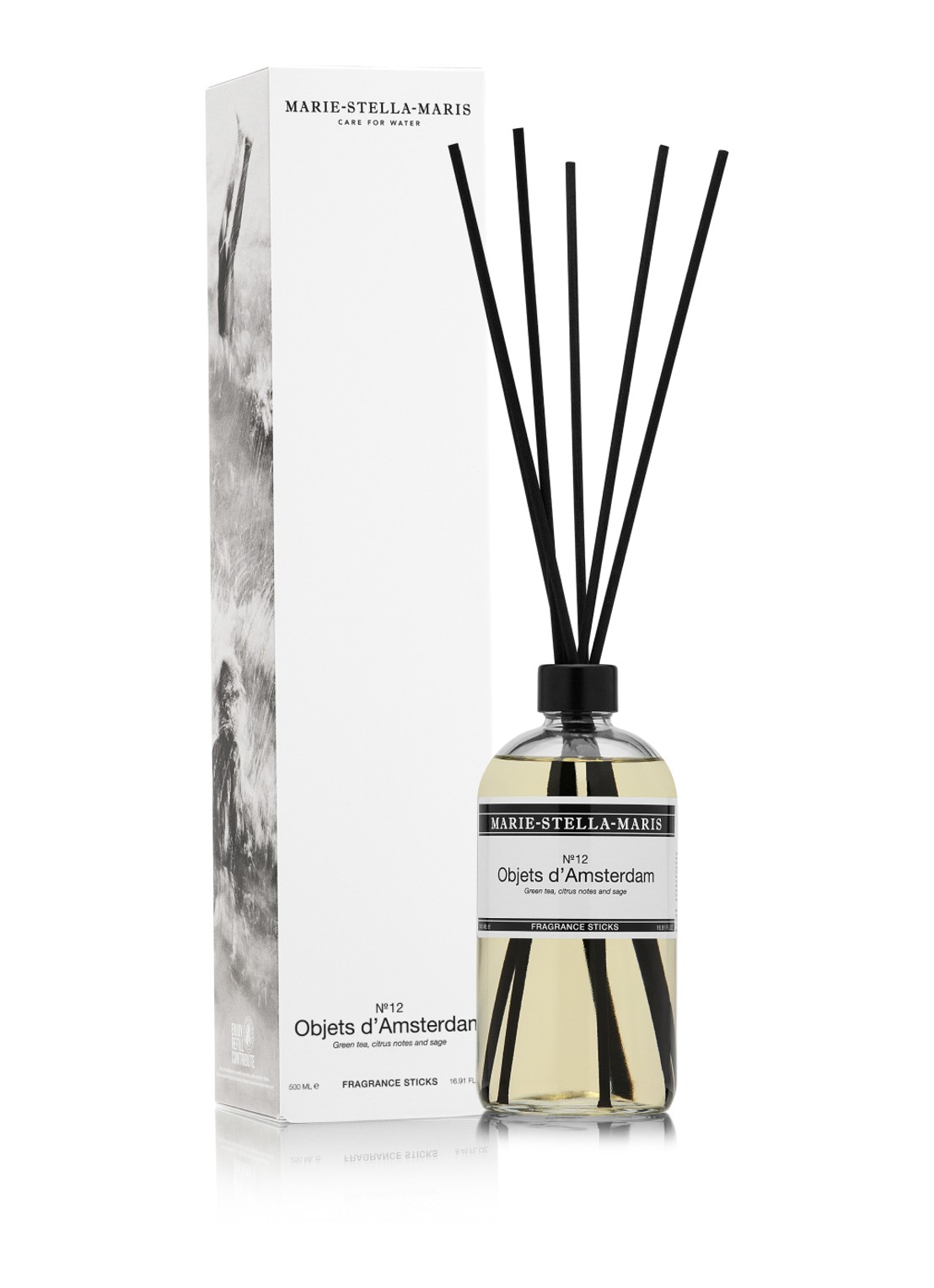 Marie-Stella-Maris No.12 Objets d'Amsterdam geurstokjes 500 ml - detail transparant