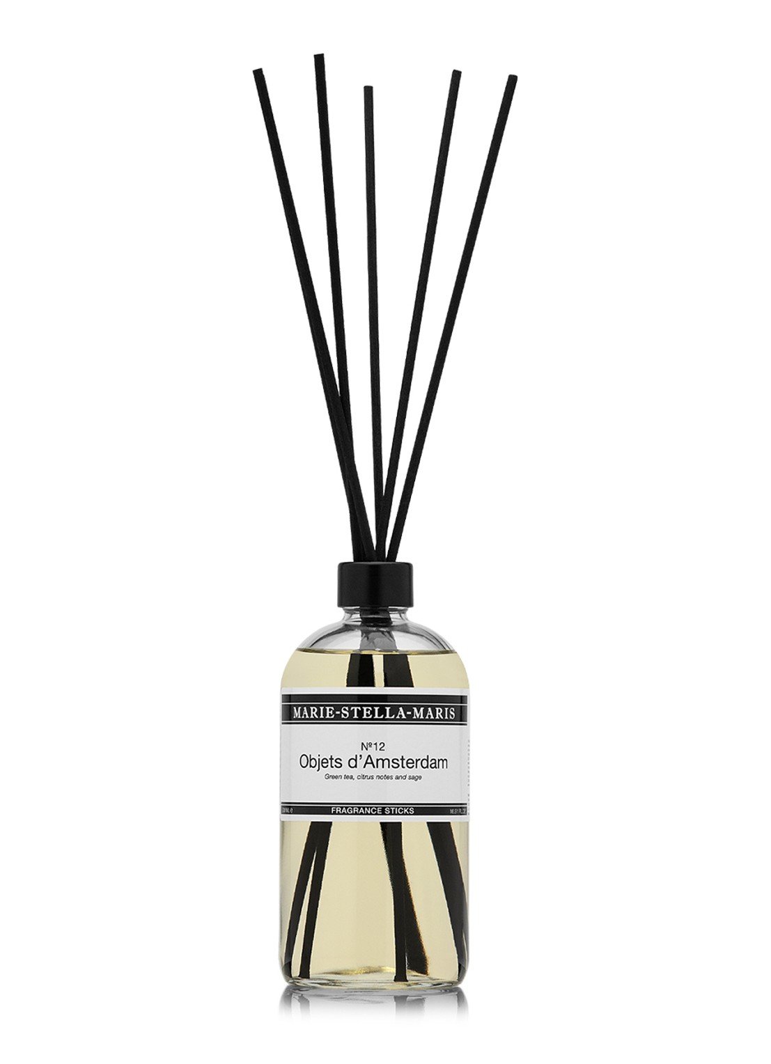 Marie-Stella-Maris No.12 Objets d'Amsterdam geurstokjes 500 ml - voorkant transparant