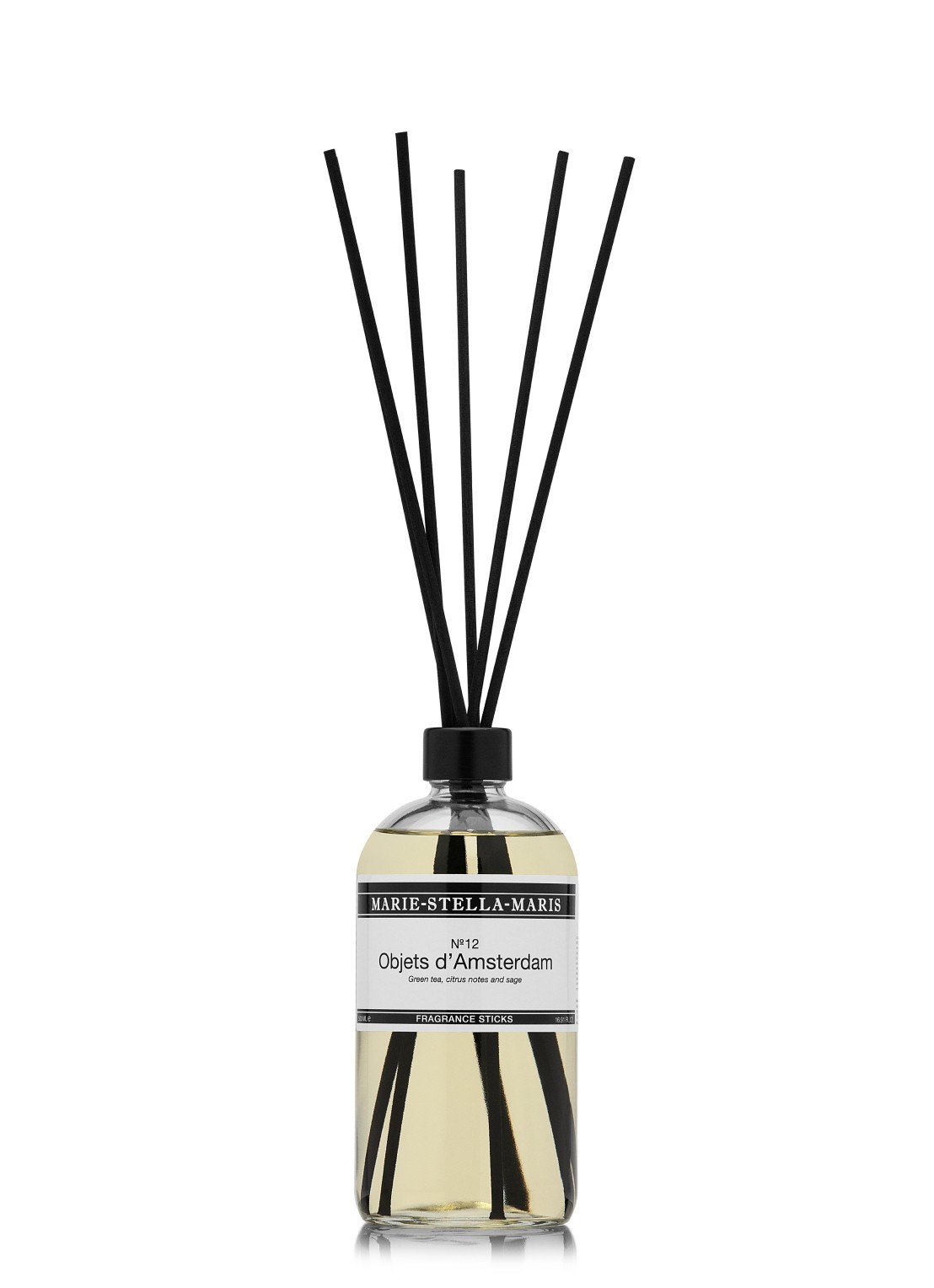 Marie-Stella-Maris No.12 Objets d'Amsterdam geurstokjes 500 ml - voorkant 3 transparant