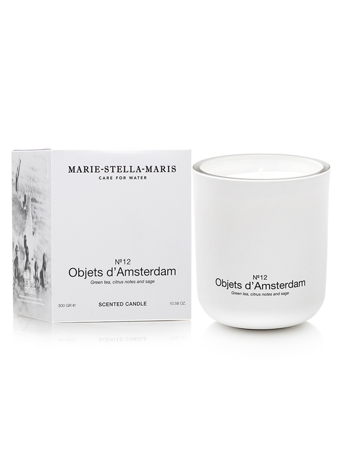 Marie-Stella-Maris Objets d'Amsterdam geurkaars 300 gram - voorkant 3 wit