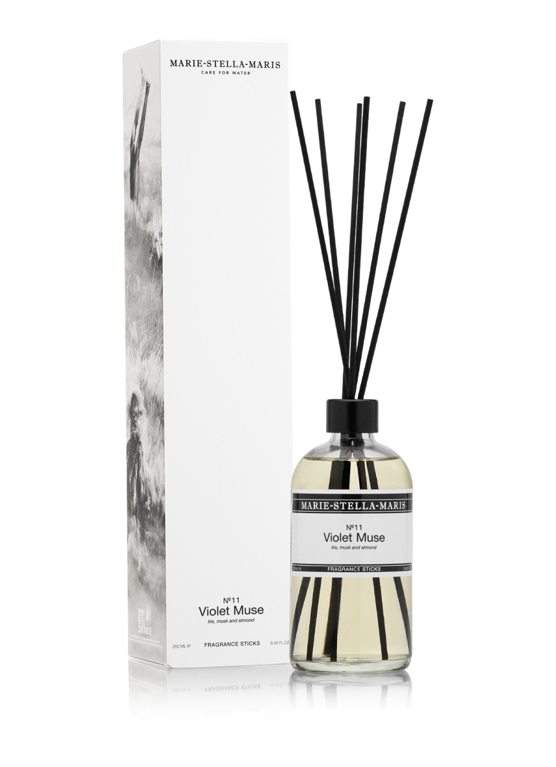 Marie-Stella-Maris Violet Muse  geurstokjes 250 ml  - detail transparant