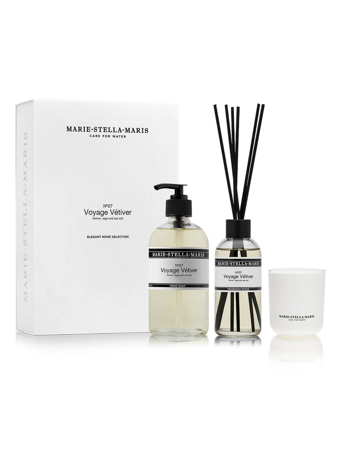 Marie-Stella-Maris Voyage Vétiver Elegant Home Selection Set - geuren- en verzorgingsset - voorkant transparant