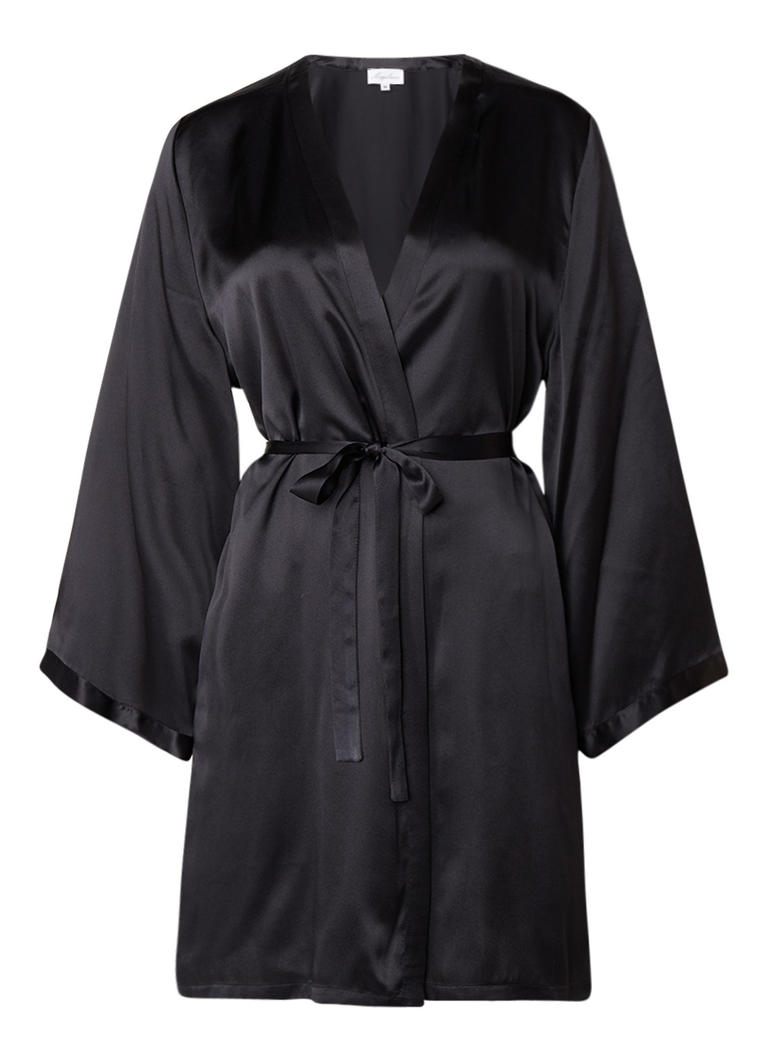 Marjolaine Kimono van zijde - voorkant 3 zwart