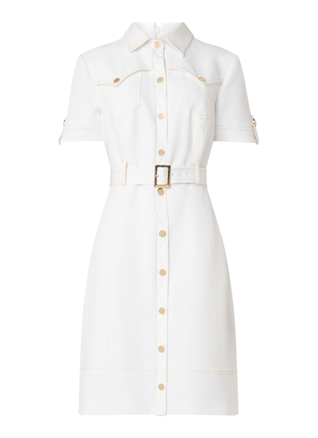 Marley blousejurk met contrastnaden - voorkant 3 wit