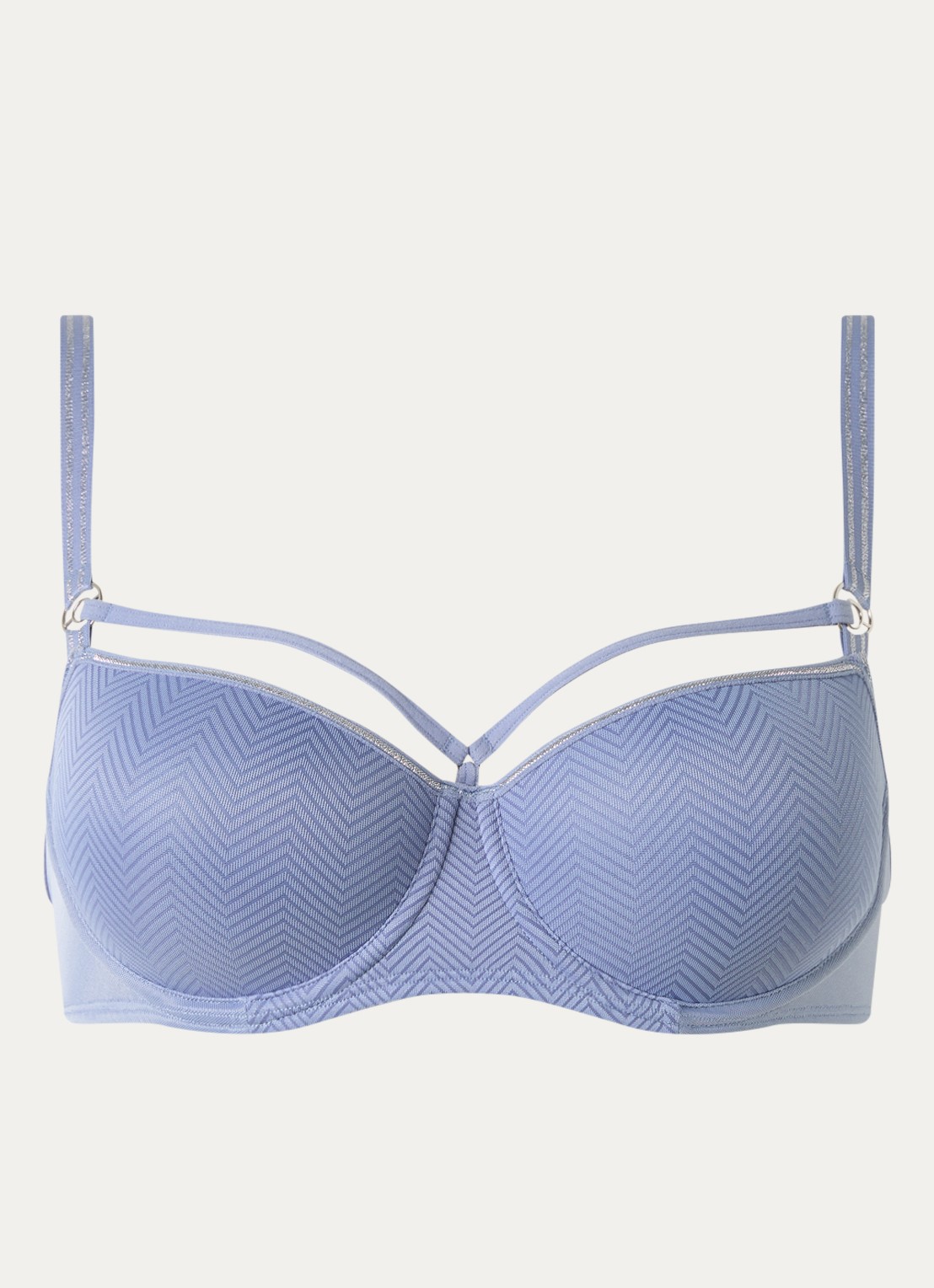 Marlies Dekkers Balconette bh met grafische print - voorkant staalblauw