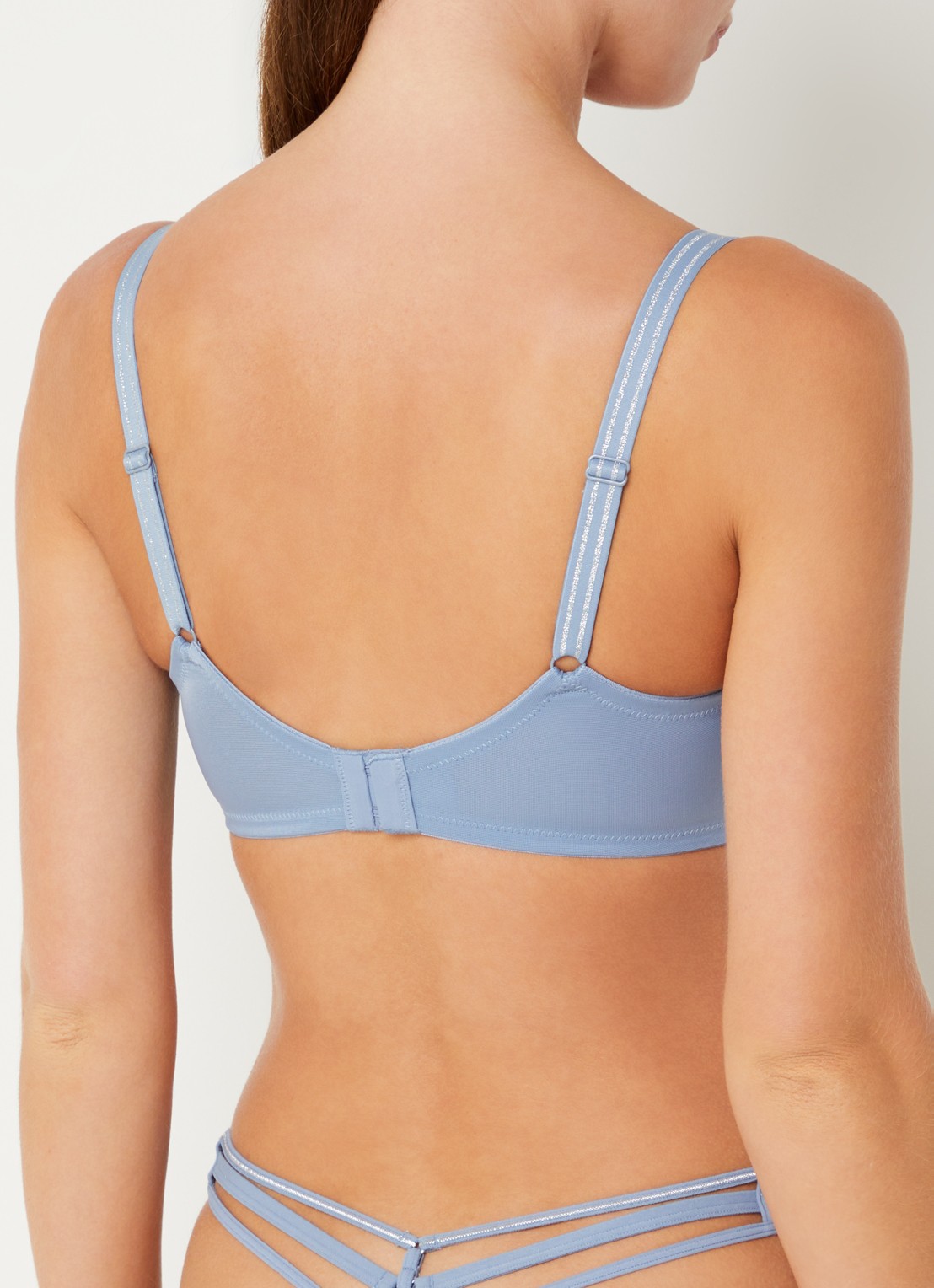 Marlies Dekkers Balconette bh met grafische print - achterkant staalblauw