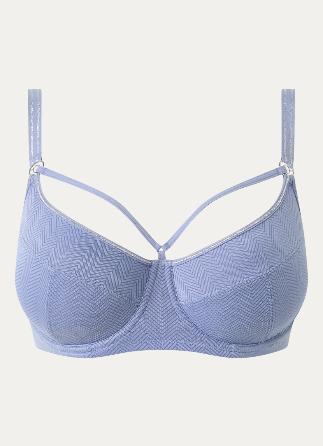 Marlies Dekkers Balconette bh met grafische print - voorkant 2 staalblauw
