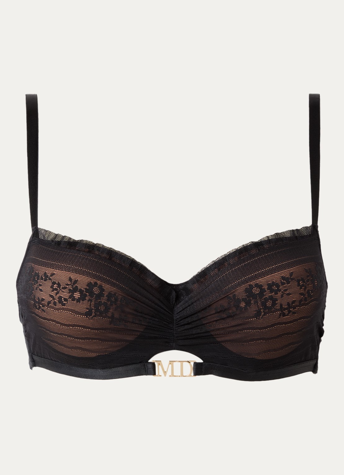 Marlies Dekkers Balconette bh met overlay van mesh - voorkant zwart