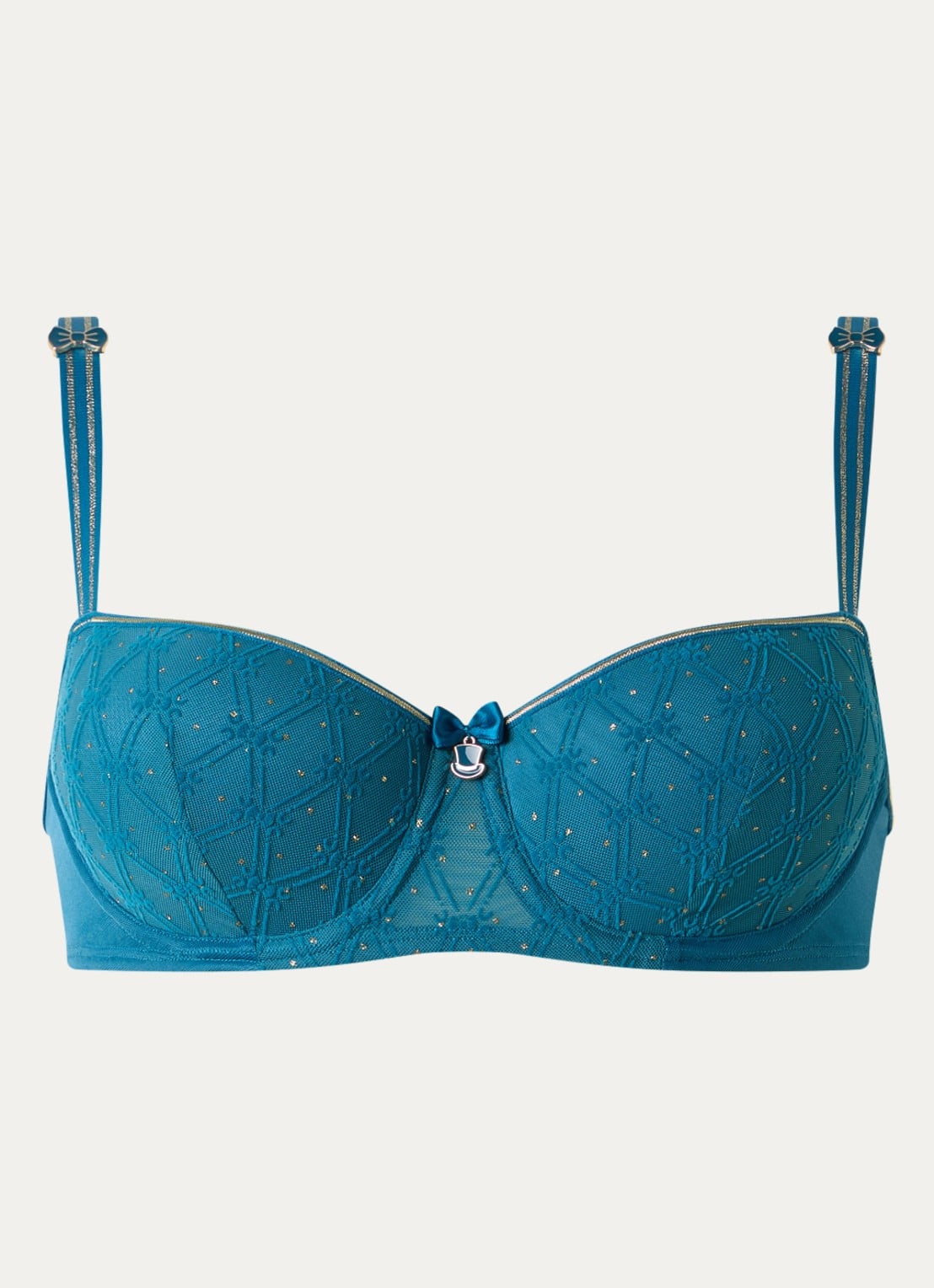 Marlies Dekkers Blue Angel balconette bh van mesh met borduring - voorkant blauw