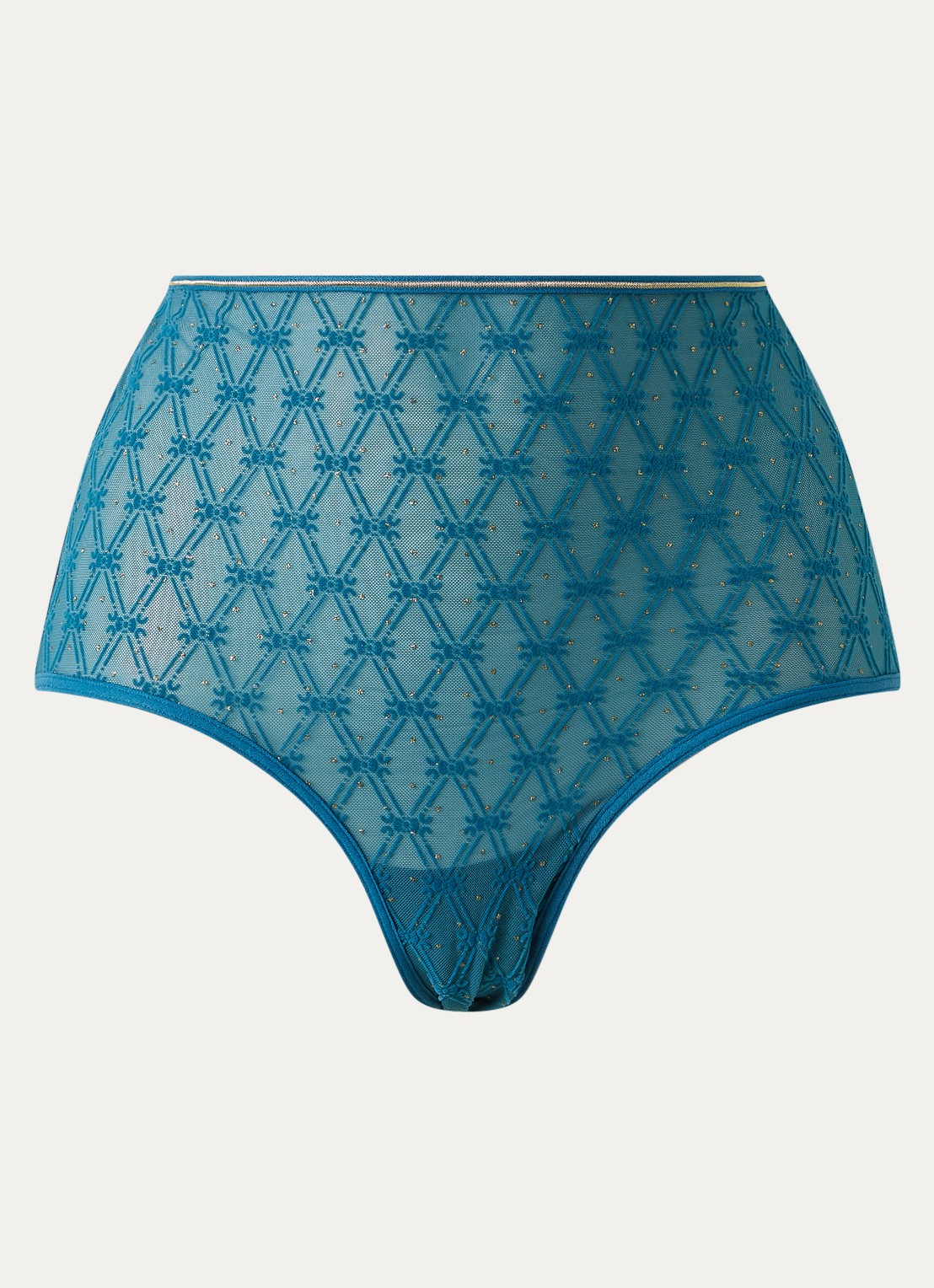 Marlies Dekkers Blue Angel high waisted slip van mesh - voorkant zeegroen