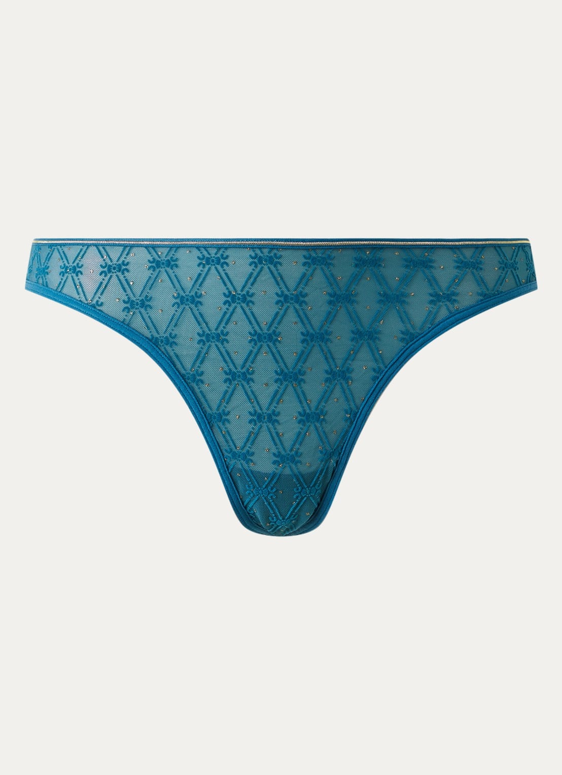 Marlies Dekkers Blue Angel tanga van mesh - voorkant petrol