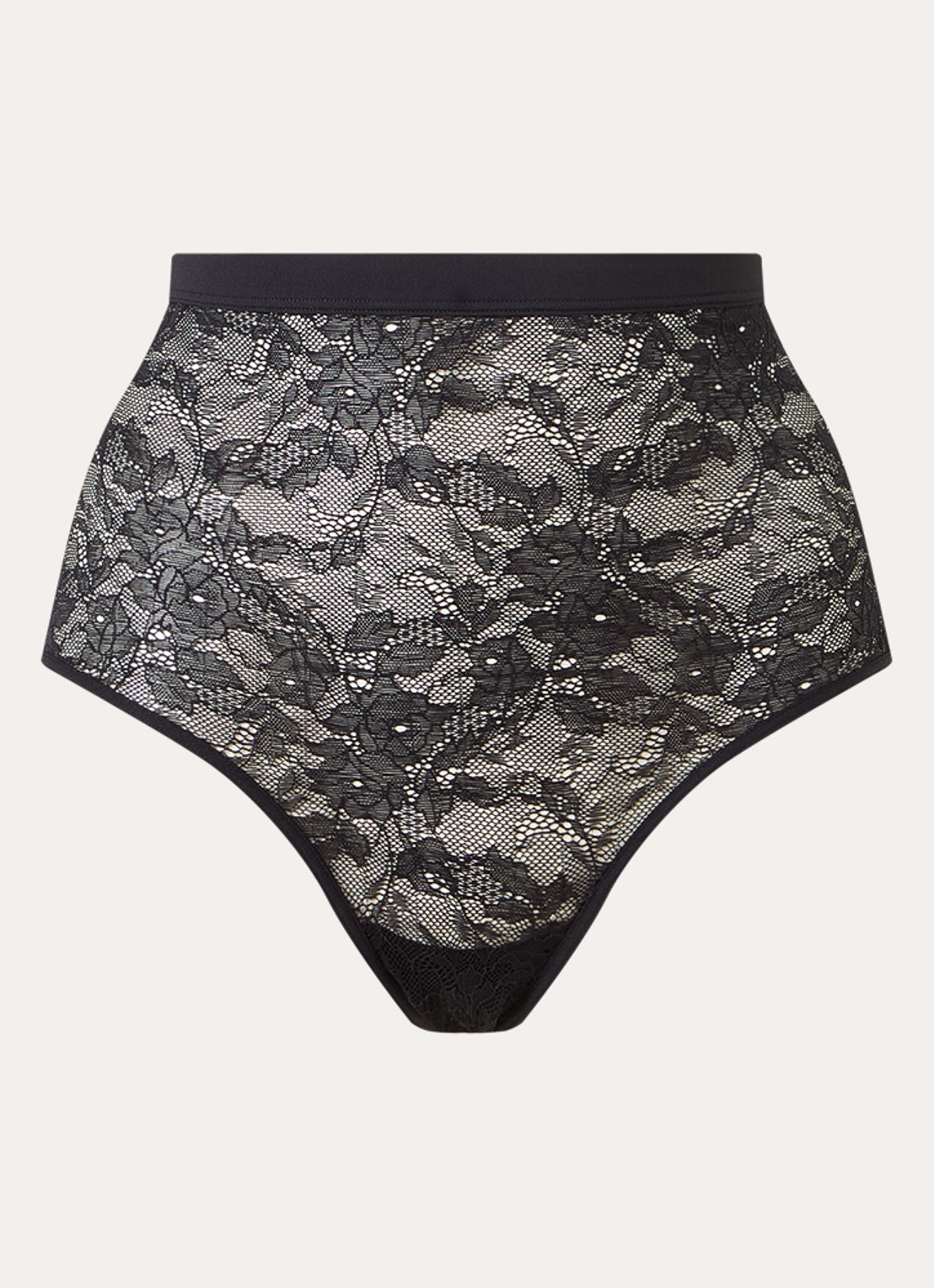 Marlies Dekkers Cypher high waisted ouvert slip van kant - voorkant 2 zwart