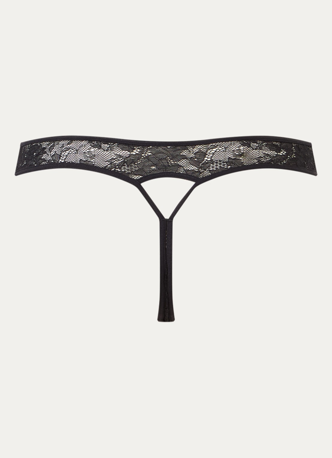 Marlies Dekkers Cypher string van kant met opengewerkt dessin - achterkant zwart